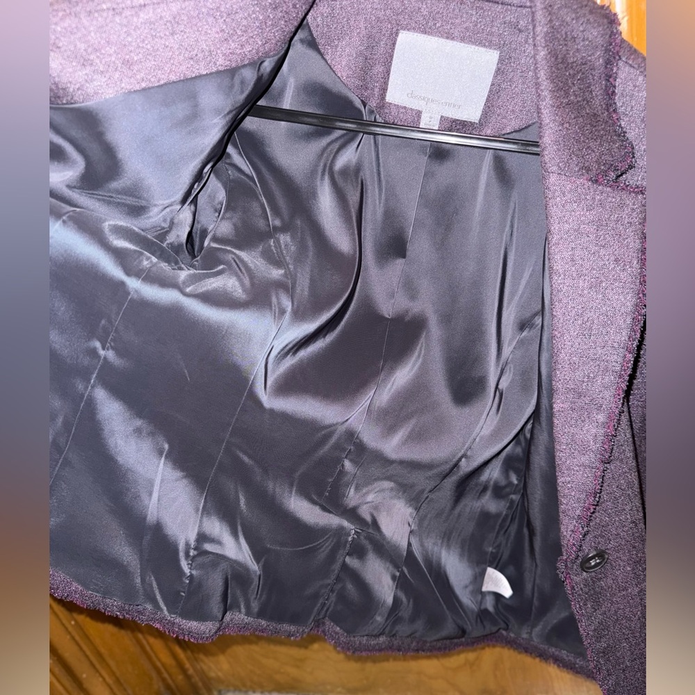 Grey/dark purple blazer with fake front pockets NWT 0P classiques entier - Picture 11 of 15